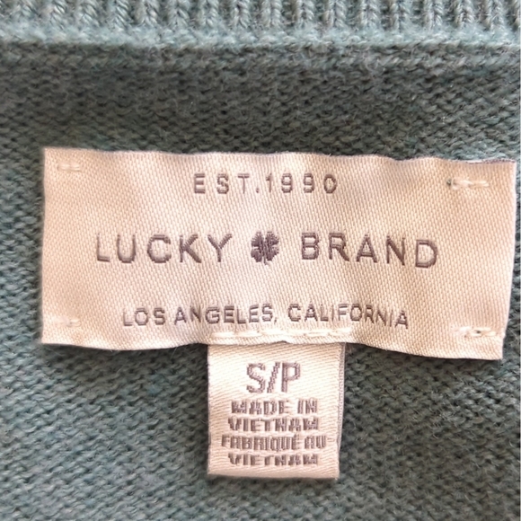 Lucky Brand Teal Green V Neck Long Sleeve Pullover Sweater Size S - Picture 7 of 9